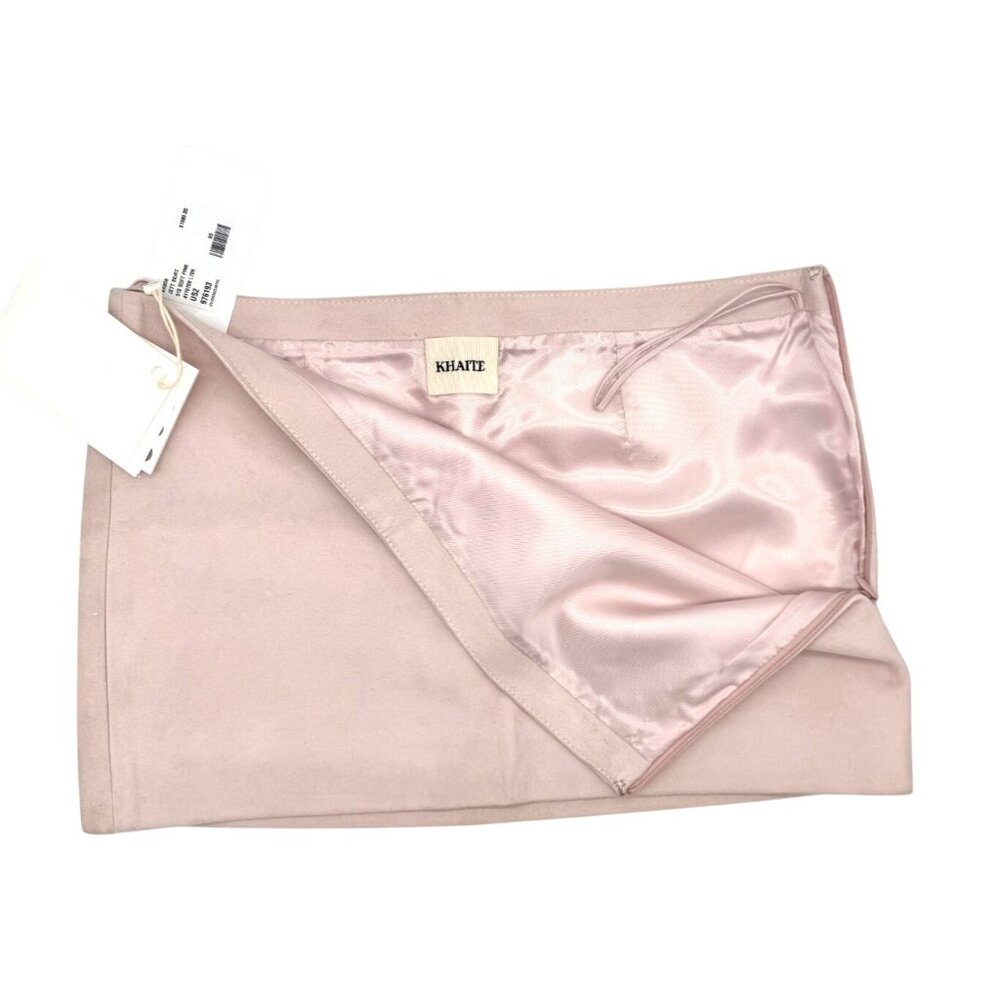 Khaite Jett suede mini skirt Soft Pink NWT - Size 2 - Picture 4 of 10